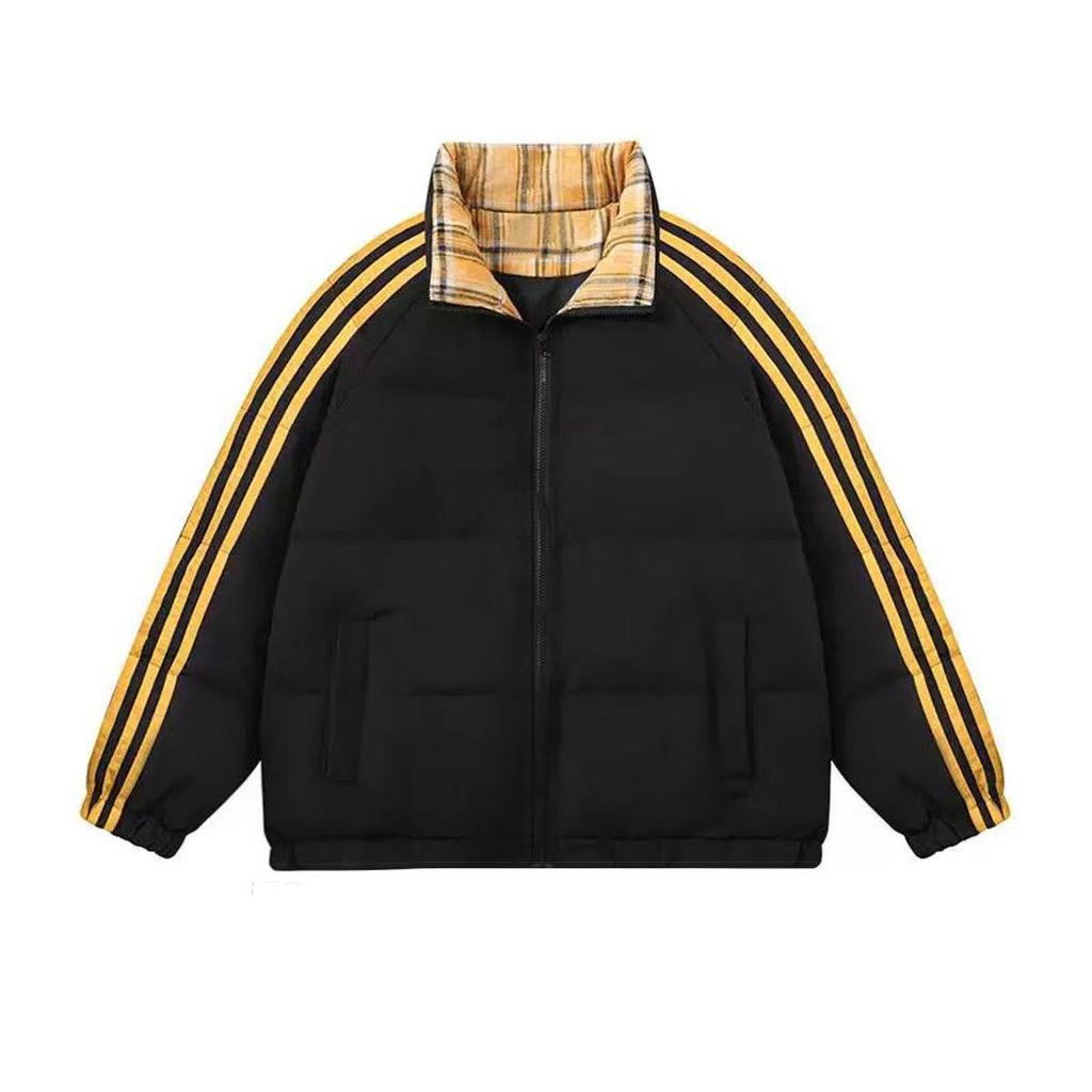 New Splicing Striped Down Cotton Clothes Women's Winter Coat Korean Version Loose Thickened Bread Clothes