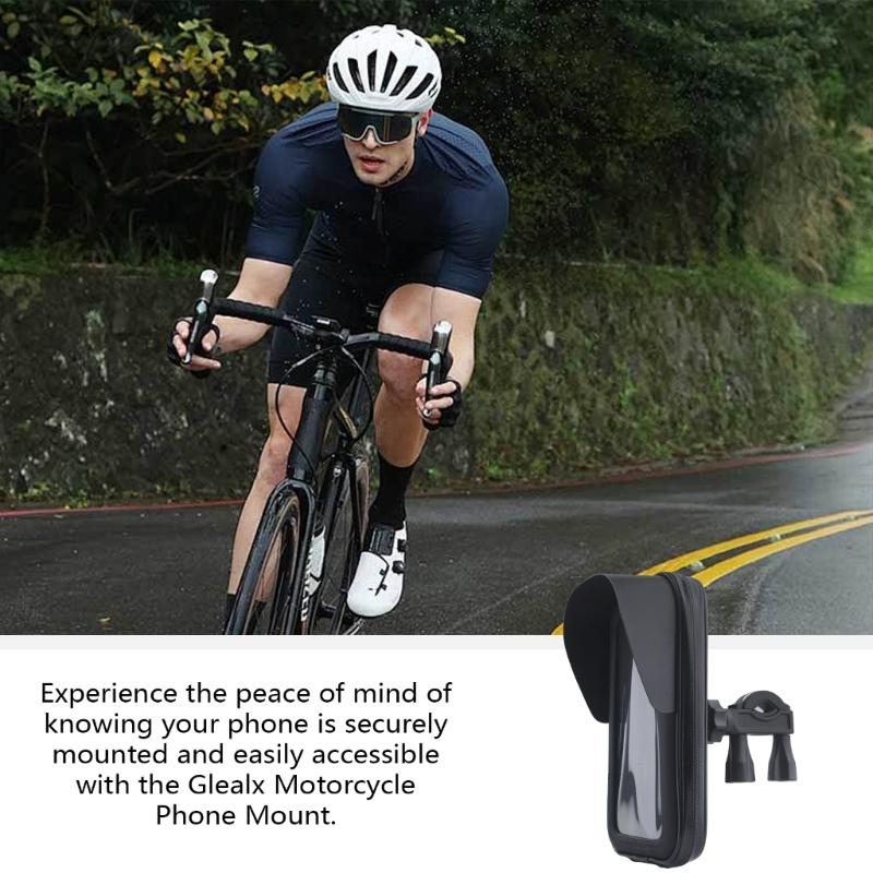 Handlebar Phone Holder Motorbike Phone Bag Pouch with Sunvisor 360 Degree Rotating Mount Holder for Phone Up to 6.5inch