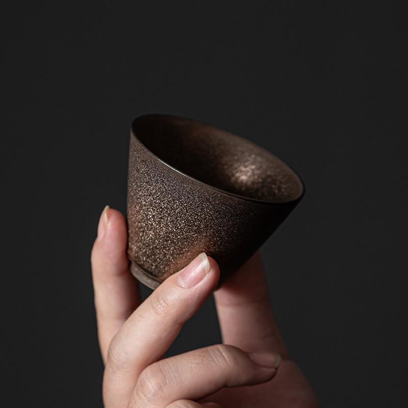 Japanese Gilded Teacup Ceramic Chinese Kung Fu Teaware Set Small Master Cup Retro Stoneware Mug Household Drinkware Tea Ceremony