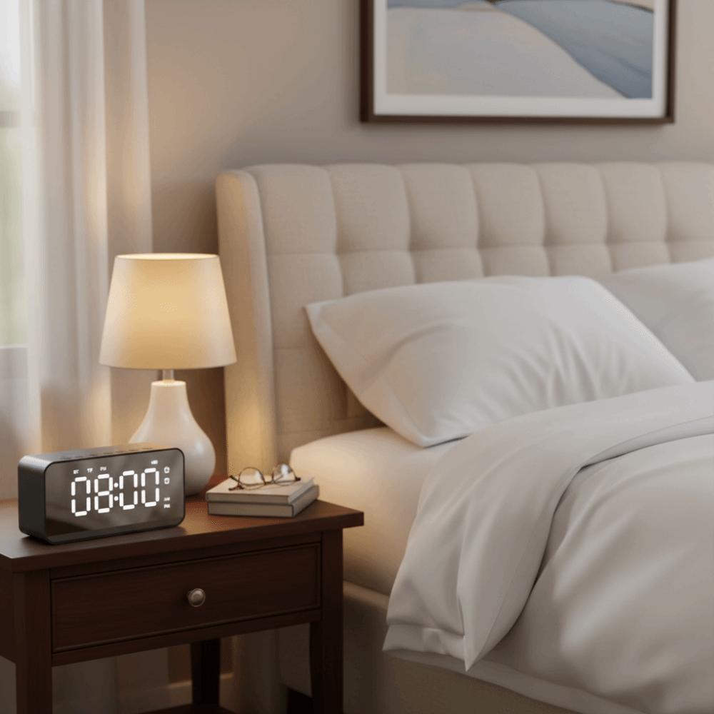 Stereo Sound Alarm Clock Digital Display FM Radio Multifunctional Music Player  Desktop