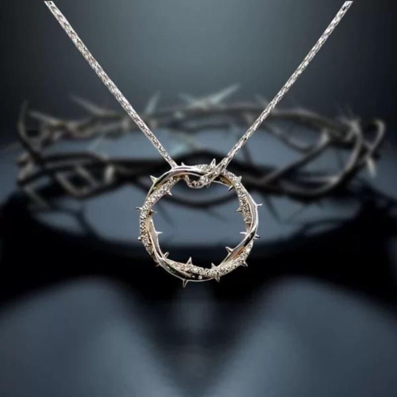 New Thorn Hoop Necklace, Fashionable, Versatile, Personalized, Trendy Copper Zircon Circle Pendant Necklace