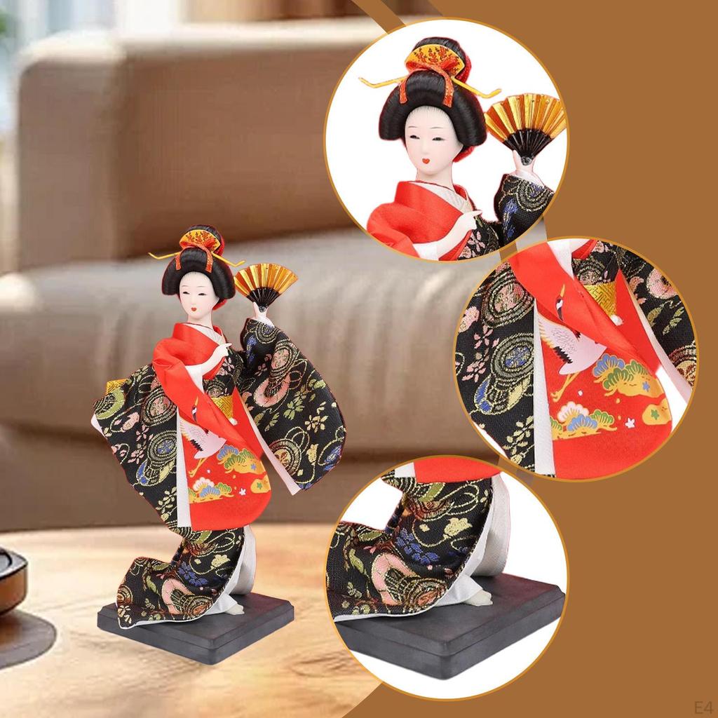 Ethnic Japanese Geisha Doll Collectible Figurine Female Statue Kimono for Home Office