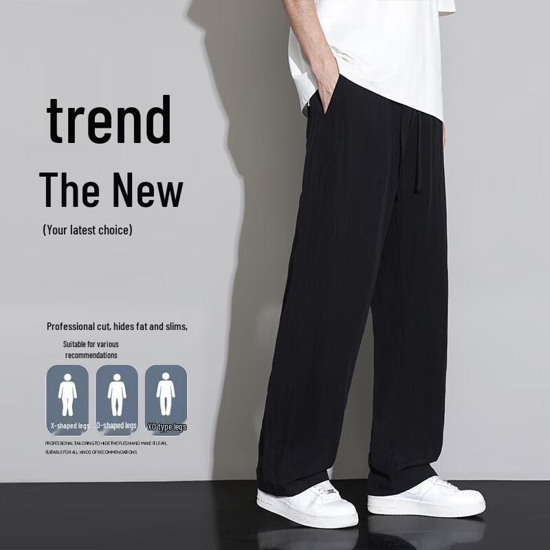 FARUISHI Men s Ice Silk Wide Leg Casual Pants 2XL