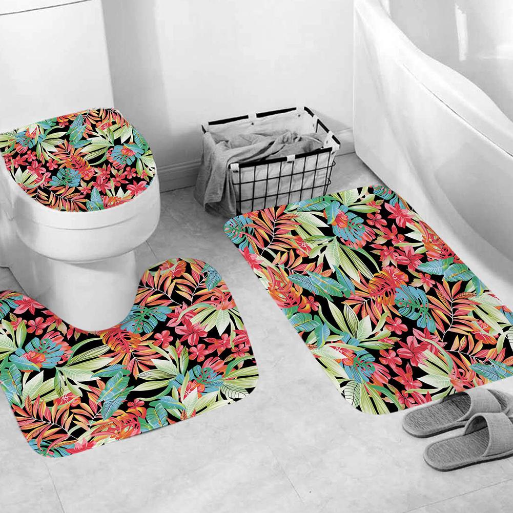 Waterproof Digital Printing Shower Curtain or Bath Mat Toilet Rug Cover Set