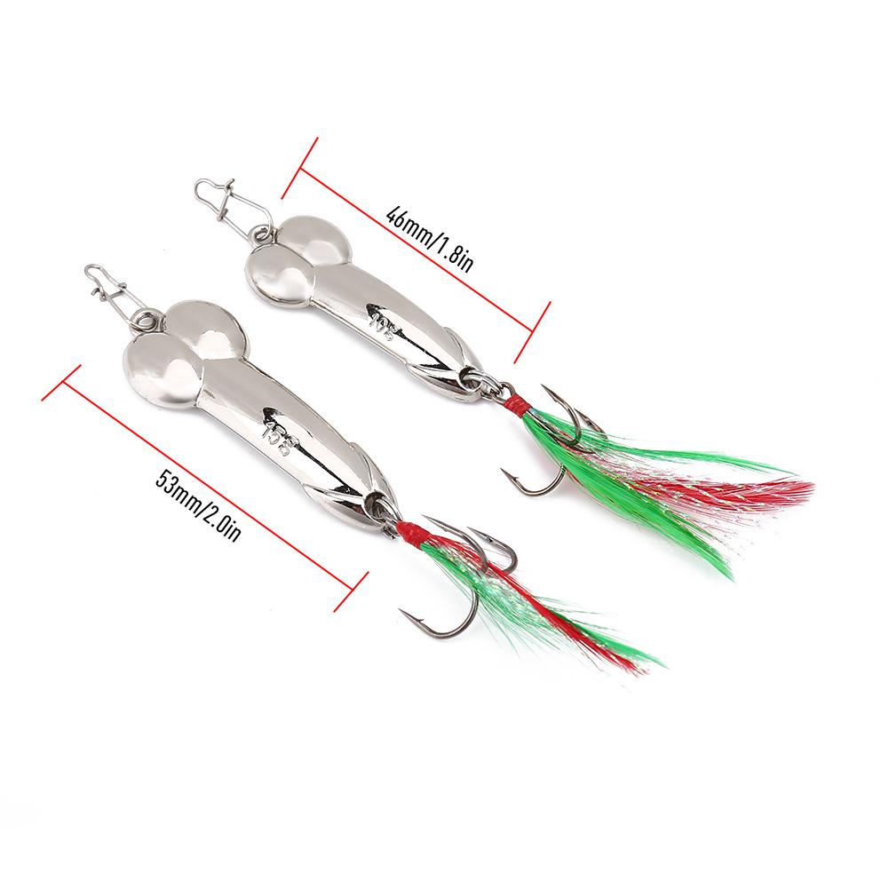 2 Stück Vibrations-Metall-Köder-Set für die Fischerei, Harte Angelköder mit Haken (10gSliver  15gSilver)