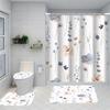 1/4 Flowers And Plants Shower Curtains, Toilet Seat Decoration, Shower Curtain With Carpet And Toilet Lid, 12 70.8X70.8 Inch Hoo