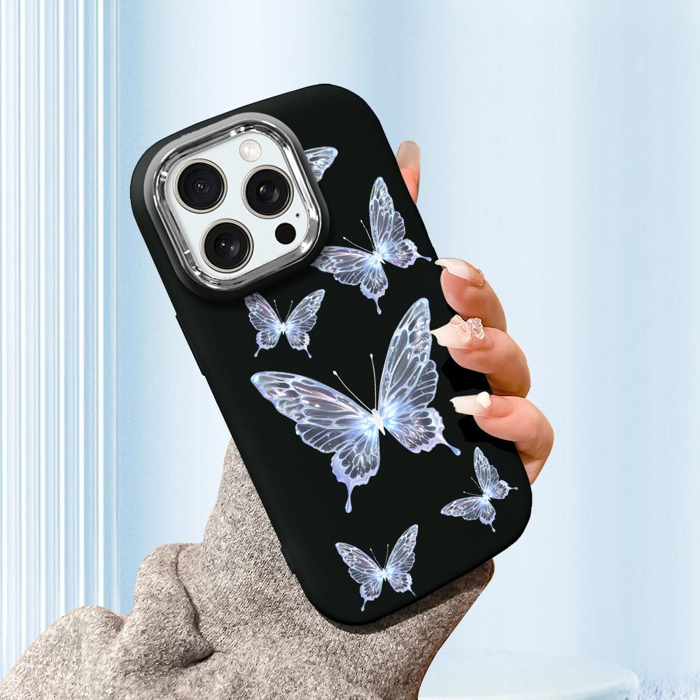 Pentru iPhone 15 14 13 11ProMax 14 15 16 Samsung S25 S24 S23 S22 Redmi 10 13 14C Desene Animate Pisică Neagră Margine Argintie Carcasă Protectoare Moale din Silicon Lichid