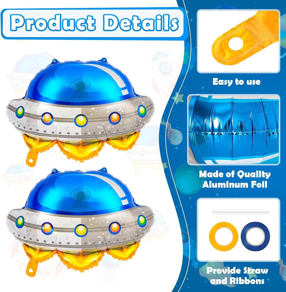 6pcs/set 26 Inch Alien Balloons UFO Spaceship Aluminum Foil Balloons Space Universe Theme Birthday Party Decoration Balloons