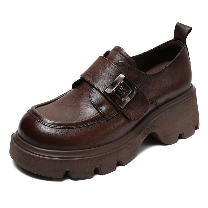 Thick-soled Women's Spring-autumn New Style Chunky Heel Shoes, Velcro Fastened High Heels, Single Shoes