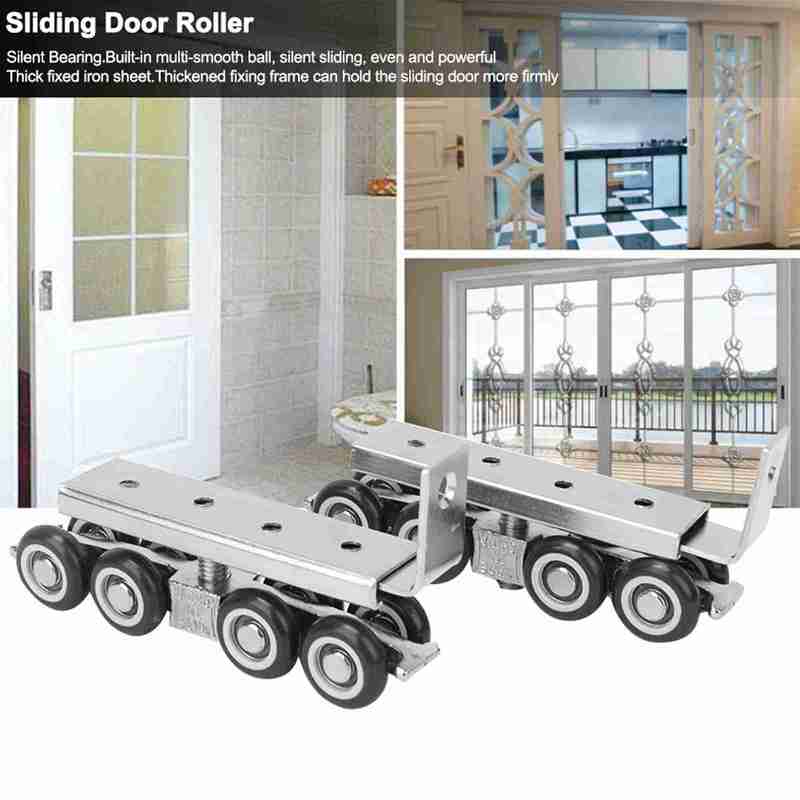 1 Pair 8 Wheels Sliding Door Rollers Hardware Hanging Wheels Silent Rail Wheel