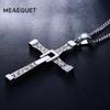 Meaeguet Collane a Croce in Acciaio Inossidabile Ciondoli Moda Gioielli Film The Fast and The Furious Toretto Uomo Collana con Zirconi