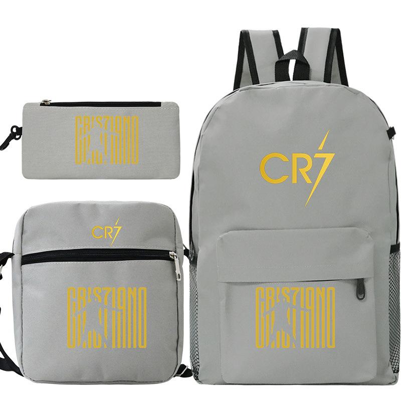 Football star Ronaldo Cr7 peripheral printing schoolbag pencil bag shoulder bag backpack three-piece set