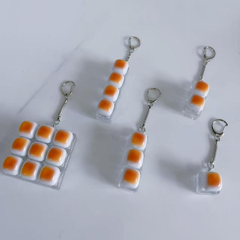 Caramel Bread Stress Relief Keyboard Keychain Button Light Keycap Backpack Pendant For Student Office Adult Accessory 1Pc