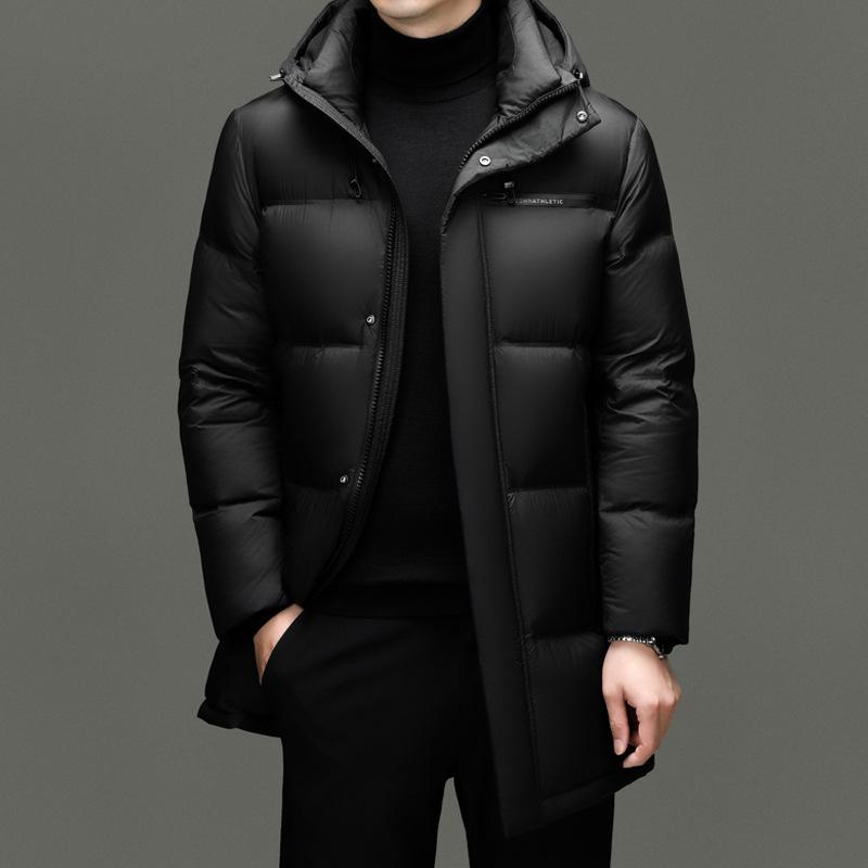 

Мужская длинная зимняя куртка с капюшоном 2025 - Теплое пальто с 90% пуха белой утки 180