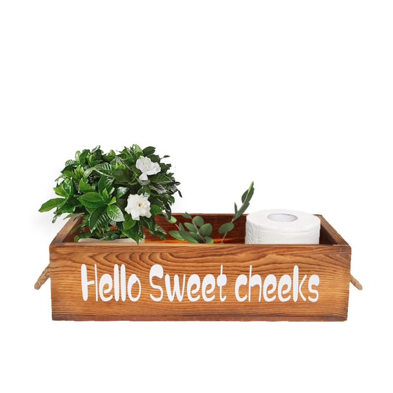 Double-sided Letter Wooden Storage  Box With Rope Household Decorative Ornaments