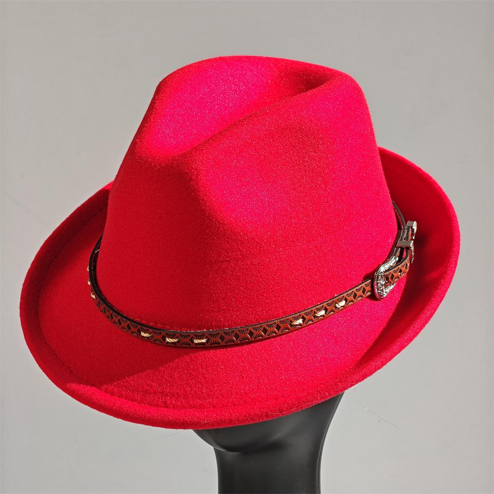 Felt Panama Fedora Hat Short Brim Trilby Flat Hat For Men Women Homburg Church Jazz Hat Adjustable