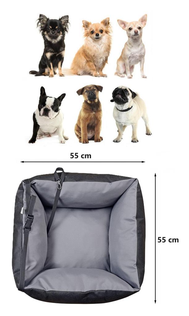 TRANSPORTER samochodowy dla psa wodoodporny zapinany za fotel 55x55 cm