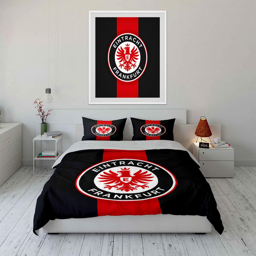 Eintracht Frankfurt Logo Biancheria da Letto Copripiumino Set Copripiumino Federe (1*Copripiumino 2*Federe, senza piumino)
