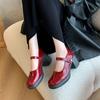Fashion Comemore High-heeled Single Shoes Solid Leather Fashion Pumps for Women Spring Autumn Platform Mary Jane Heels Women's Shoes
