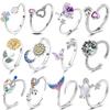 Adjustable Free Size Rings Original 925 Copper Butterfly 4-Leaf Clover Star Firefly Open Size Ring For Women Anniversary Zircon