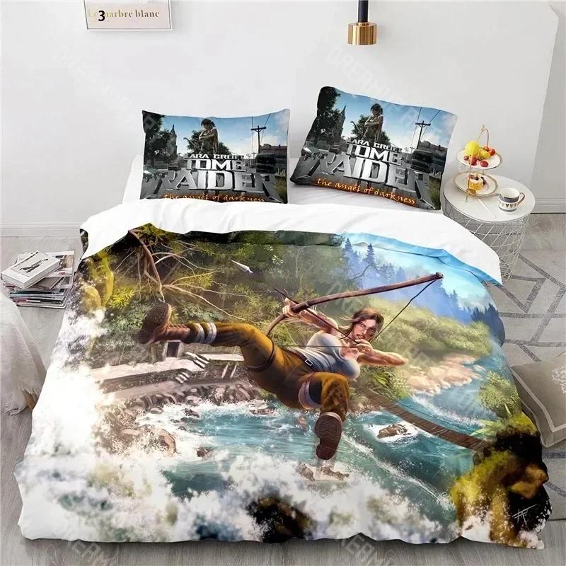 Home Textile Tomb Raider Games Pattern 3d Duvet Cover Sets Pillowcase Kids Bed Linen Queen King Comforter Cartoon Bedding S