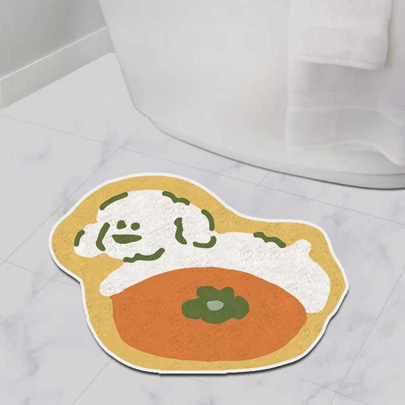 Cute Cartoon Bear Shaped Soft Floor Mat Animal Print Absorbent Bathroom Bedroom Living Room Decor Rug