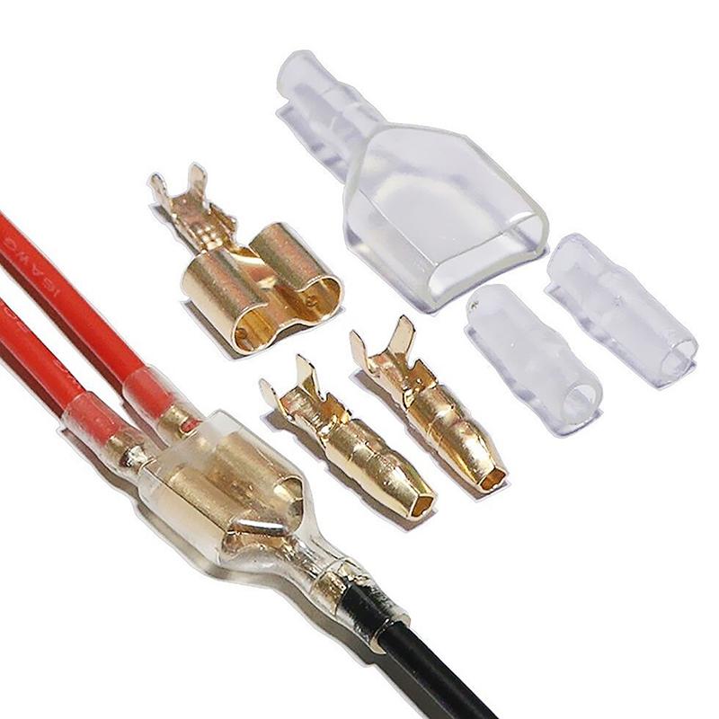 60Pcs Car Electrical Wire Connector Diameter 4Mm Female Male And Case Cold Press Terminal 1In2Out Bullet Crimp Terminal