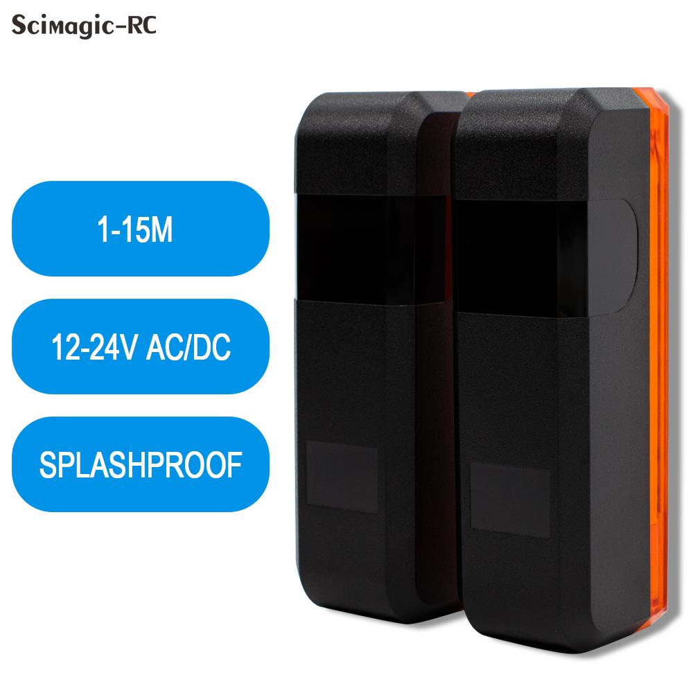 12-24V 180° Photoelectric Sensor for Automatic Gate Garage Barrier Door Detector With Alarm Lamp Photocell Infrared Beam Sensor