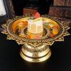 Buddhist-Style Fruit Tray,Alloy Auspicious Engraving Flower Shape Texture Home Cheese Food Plate,Altars Disc Table Decoration
