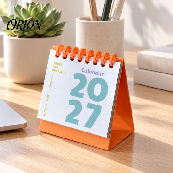 2027 Desktop Calendar Mini Desk Calendar, Spiral Bound Standing Flip Monthy Schedule Planner Small for Home Office