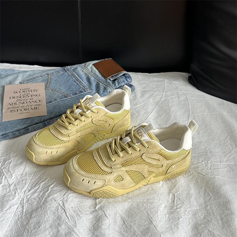 

Yueyu mesh light Forrest Gump shoes women s 2025 summer new breathable German training shoes retro soft-soled sports and leisure board 40 жёлтый