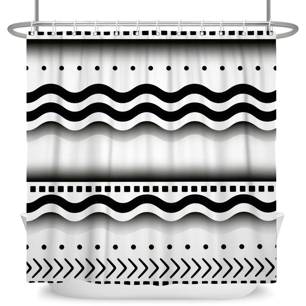 Geometrisches Muster Duschvorhang Modern Minimalistisch Wasserdicht Badvorhang Badezimmer Dekor Polyesterstoff Mit Haken Inklusive