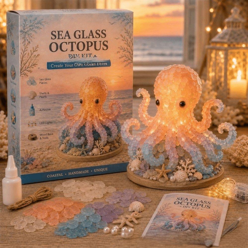 Handmade Sea Glass Art Kit Tortoise Jellyfish Sea Animals DIY Material Kit Home Decor