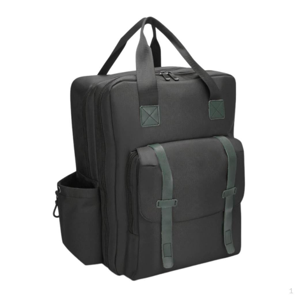 Oxford Cloth Backpack Rectangular with Top Handles Organized Structured Travel Bag for