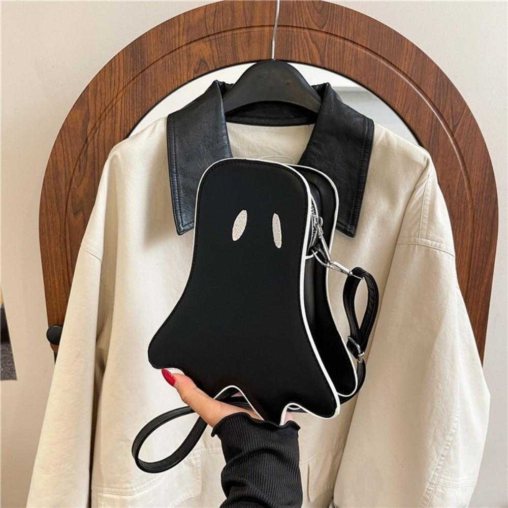 PU Leather Shoulder Bag Zipper Crossbody Bag Reusable Halloween Ghost Bag Girl