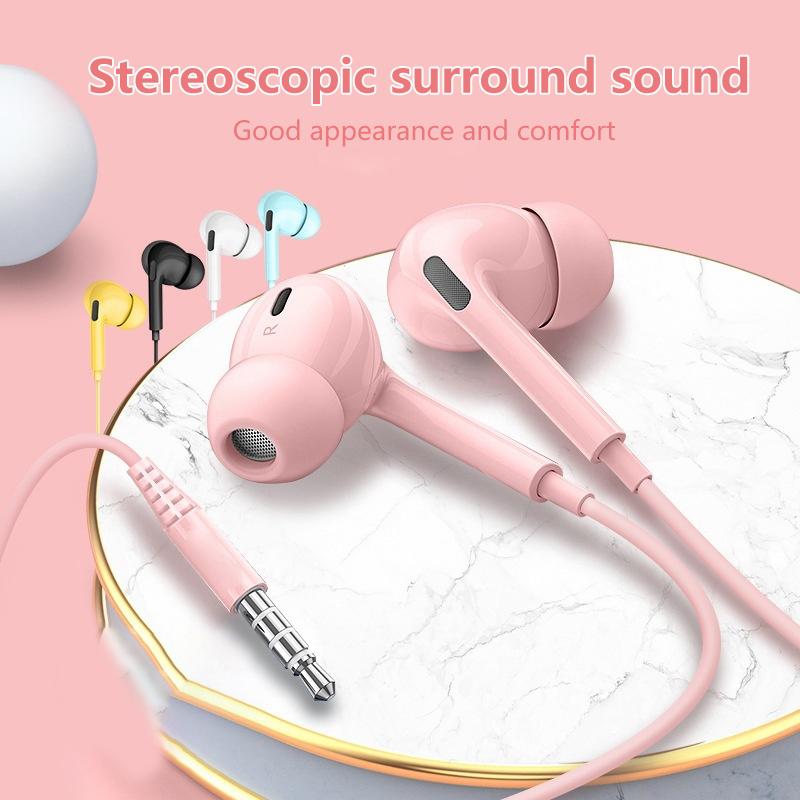 Macaron Farbe In-Ear Kopfhörer 3,5 mm Computer Mobiltelefon Musik Anruf Kopfhörer Einfache Bass Spielkopfhörer mit Mikrofon