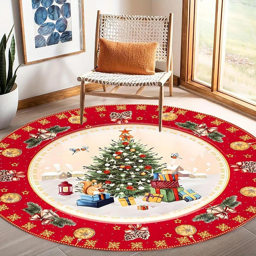 Feiertagsüberraschung Ein runder Teppich mit Weihnachtsmotiv zur Schaffung einer traumhaften Feiertagsatmosphäre für zu Hause Perfekt für Schlafzimmermatten und Heimdekoration