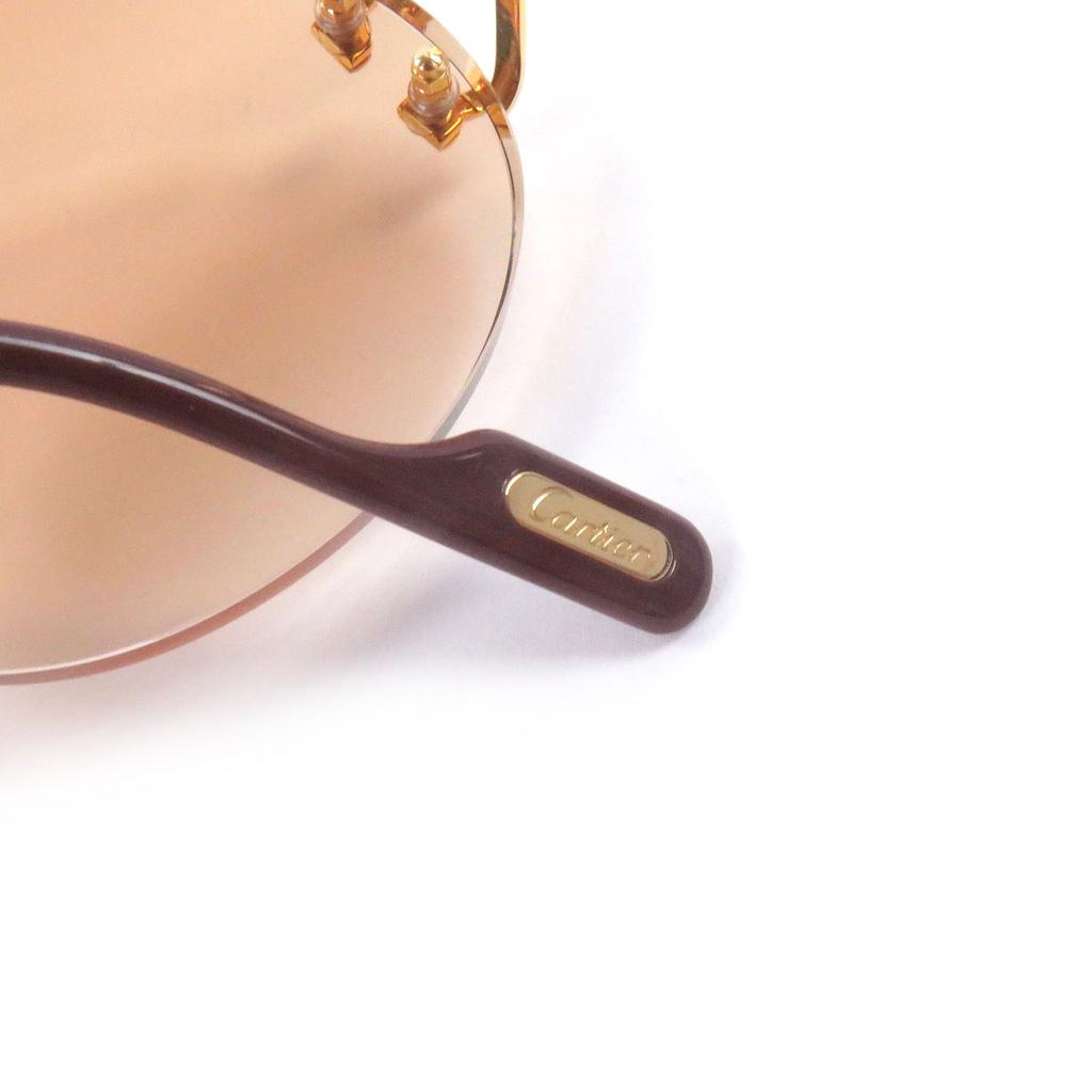 Great Cartier sunglasses Oval Rimless Two-Point gold mens Used