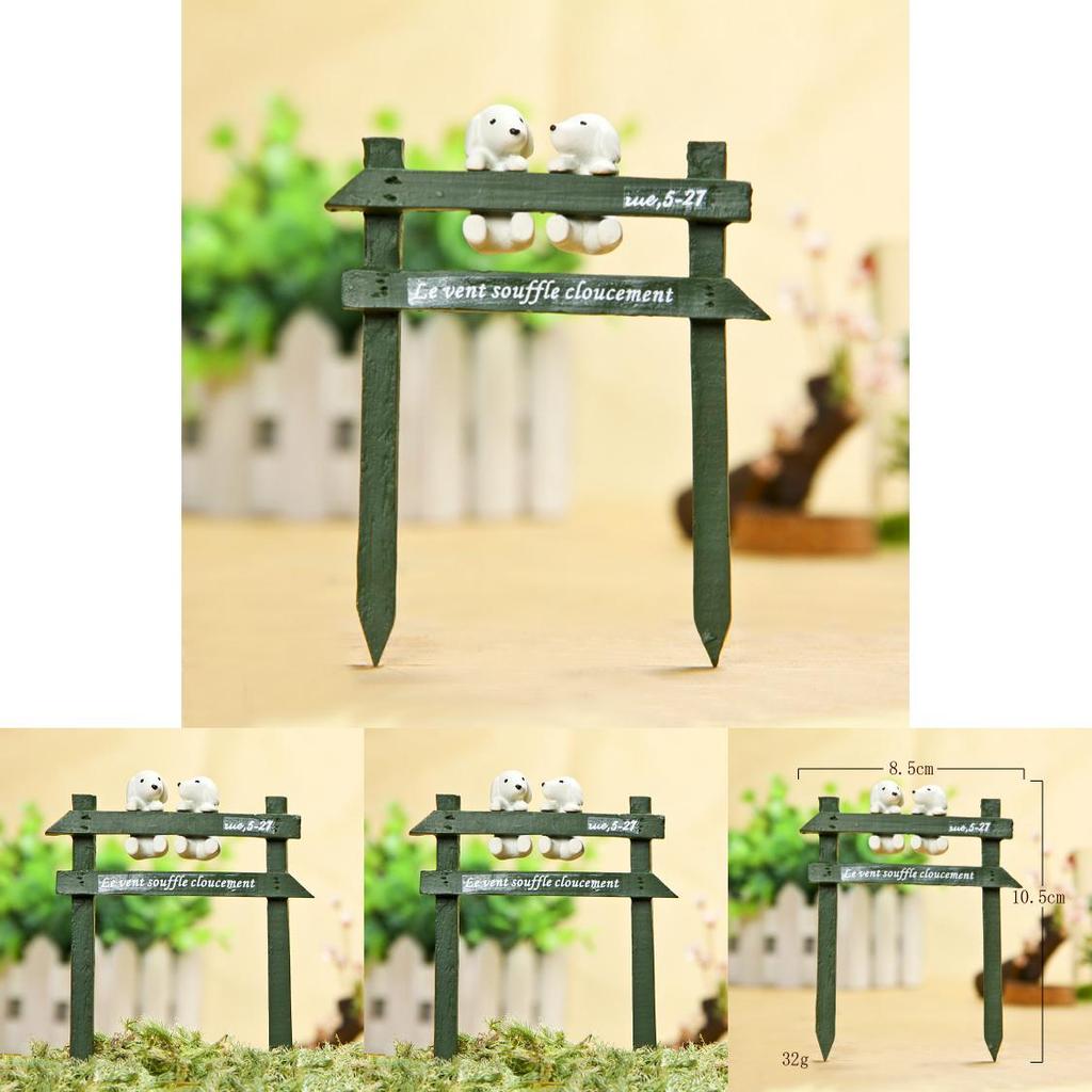 Creative Fence White Dog Scene Mini Model Ornament For Home Garden And Event Gifts