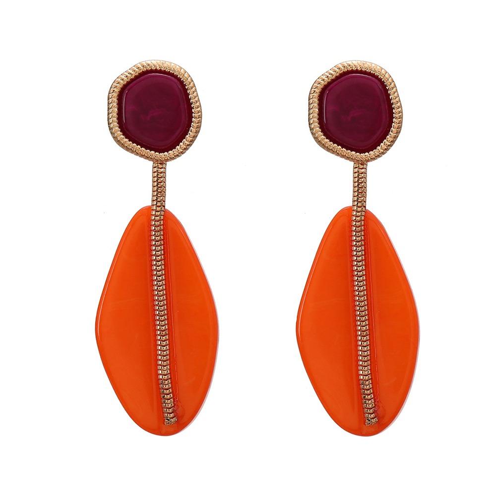 

1Pair Orange White Green Dangle Stud Earrings Oval Posting Earrings Vintage Jewelry for Women orange