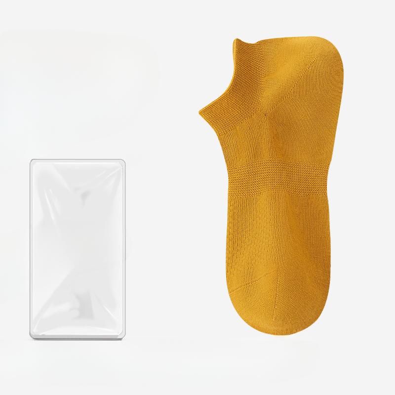 Men's Summer Thin Cotton Mesh Breathable Sweat Absorption Deodorant Shallow Mouth Invisible Socks