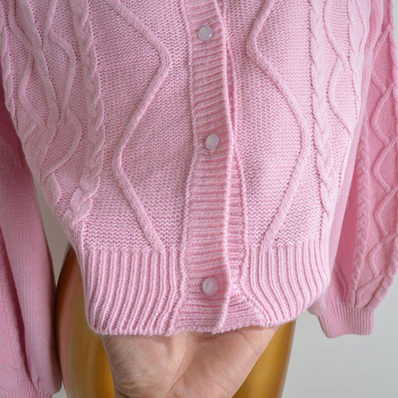 Export Tail Single Pure Color Round Neck Single Breasted Knitting Cardigan Women's Clothes Spring & Fall Slim-Fit Short Long Sleeve Coat Top