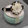 Flower Pearls Korean Hair Hoop Traditional Headband for Stage Shows and Ethnic Festivals Handmade Hair Accessories