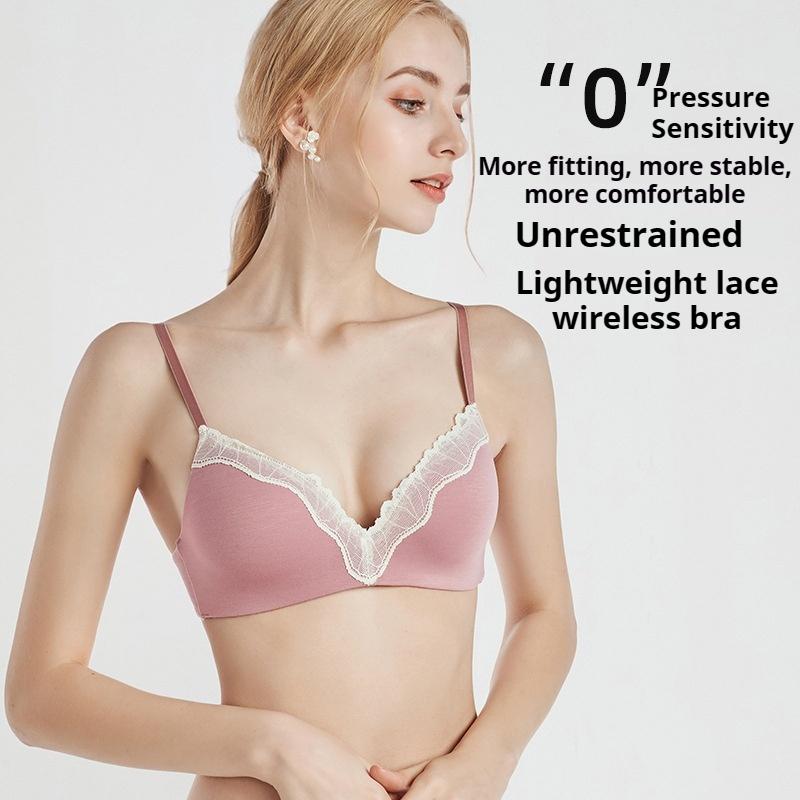 French Thin Lace Underwear Small Chest Push-up Sexy Bra Without Steel Ring Adjustable Girl Bra