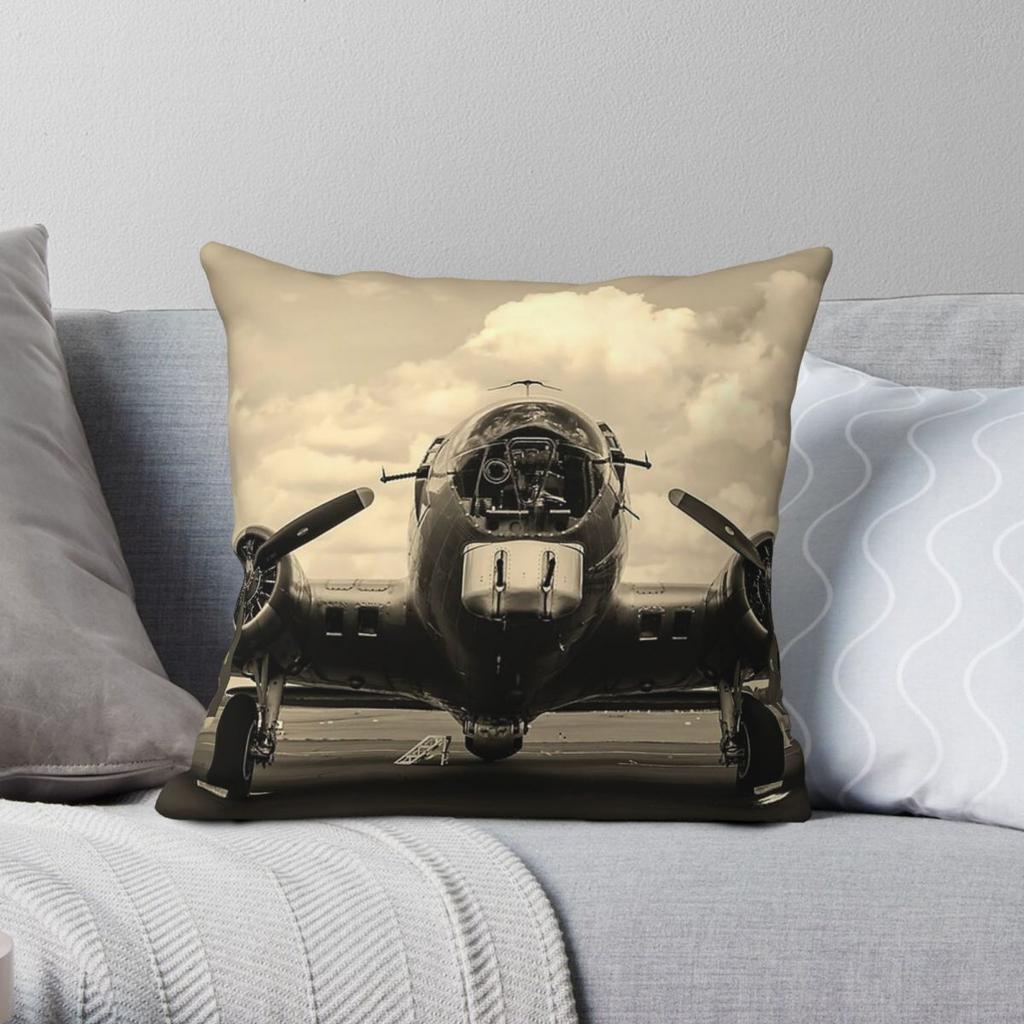 Vintage Airplane Aviation Pillowcase Polyester Linen Velvet Pattern Zip Decor Throw Pillow Case Home Cushion Cover 18"