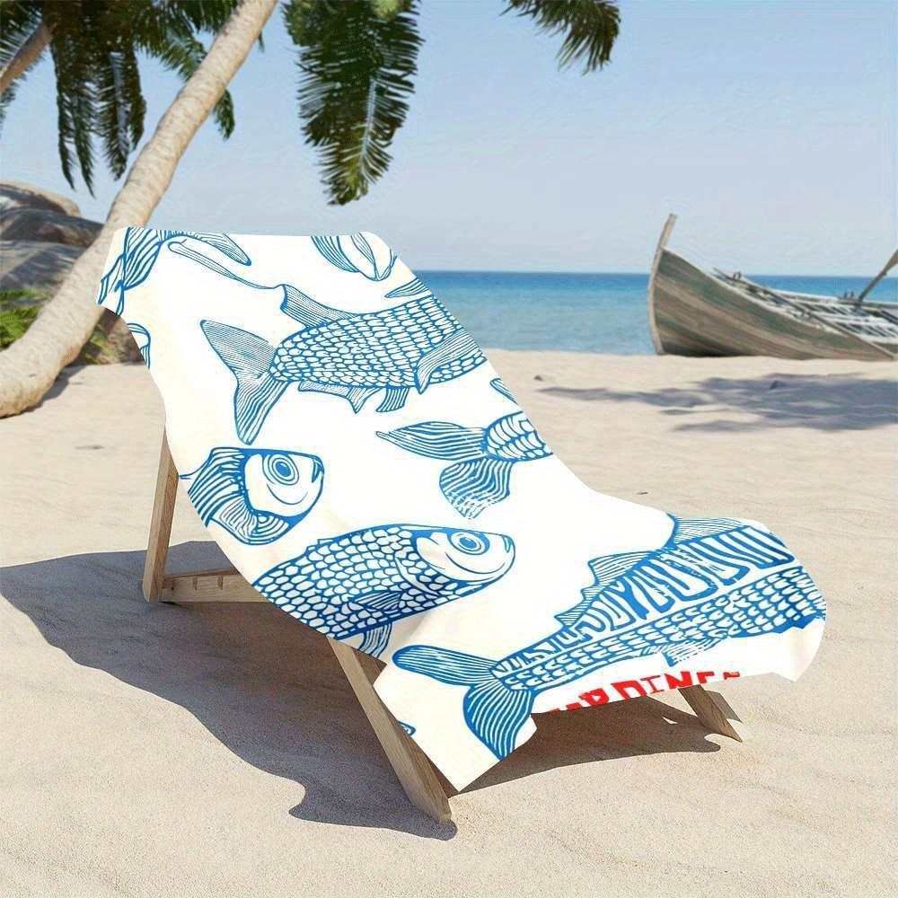 Vikama Minimalist School Fish Art Flannel Throw Blanket Coastal Nautical Towel Portable Couch Cover Summer Holiday Gift