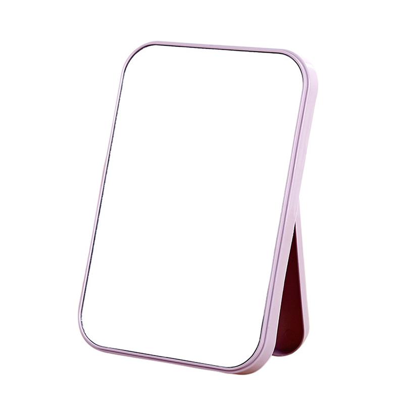 Portable Folding Cosmetic Mirror - Simple Square Desktop Makeup Mirror for Bedroom Decor фиолетовый