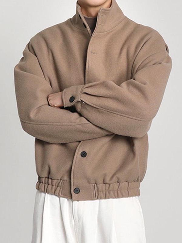 Unisex Japanese Retro Drape Wool Jacket - Trendy Loose Drop Shoulder Baseball Collar for Autumn/Winter 2025