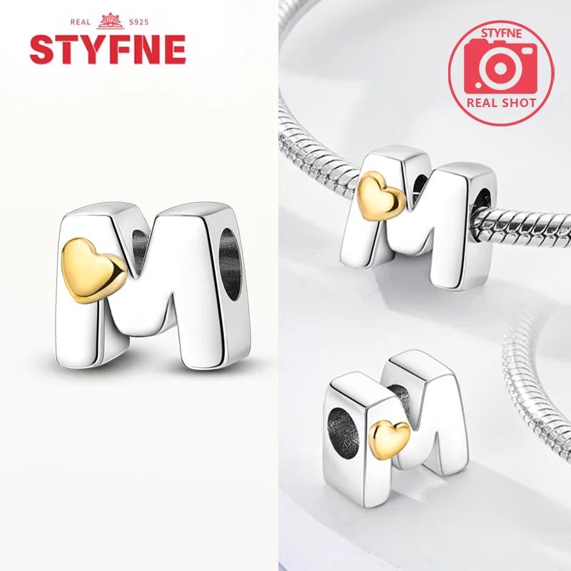 Silver 925 26 Alphabet Letters Charm Heart Love Bead for Charms Bracelets for Women DIY Fine Jewelry Gifts