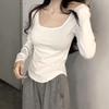 Women's White Square Neck Long Sleeve Base Layer Top - 2025 Fashion Trend